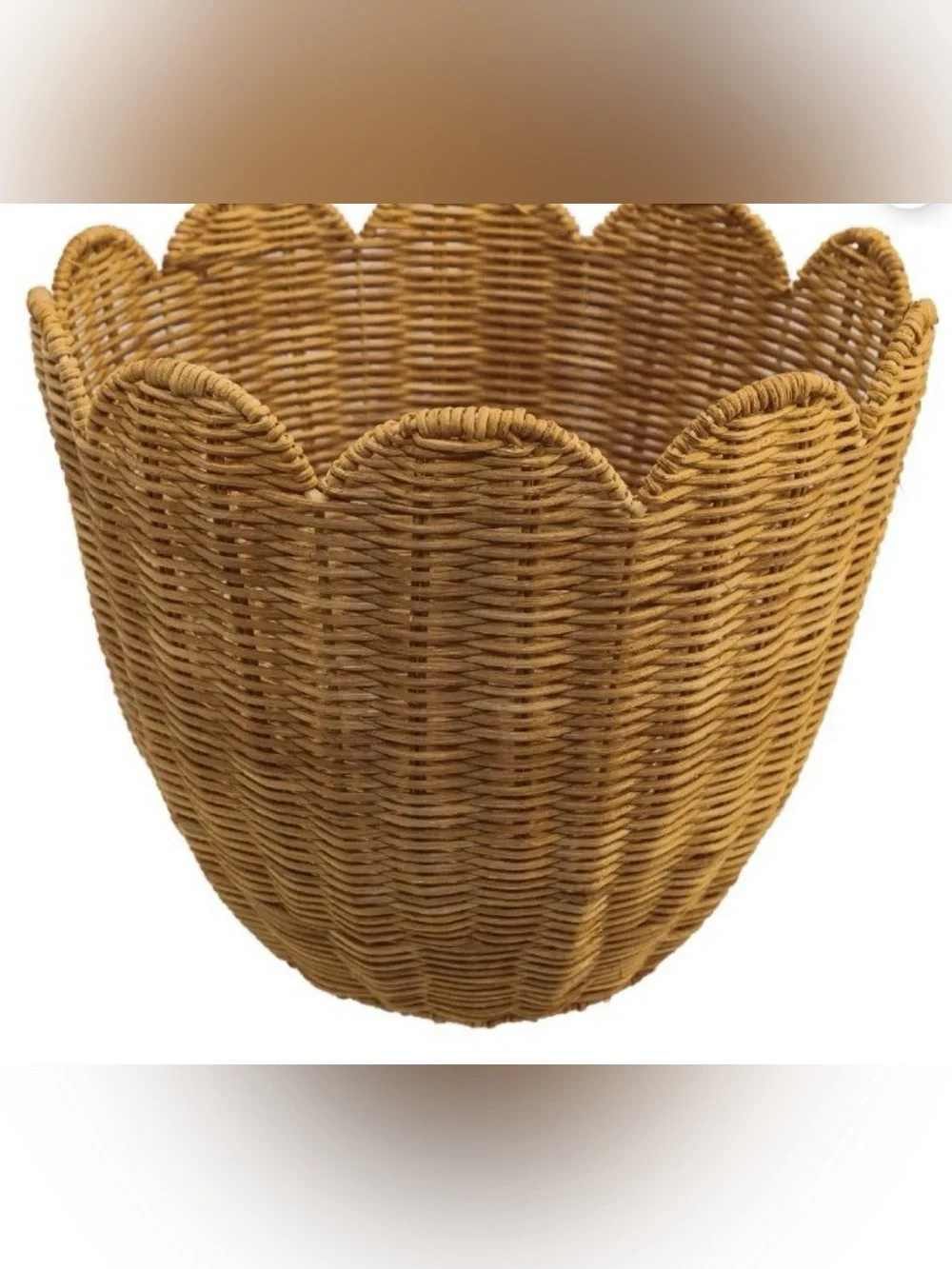 My Texas House Scalloped Decorative Basket, Tan, 12